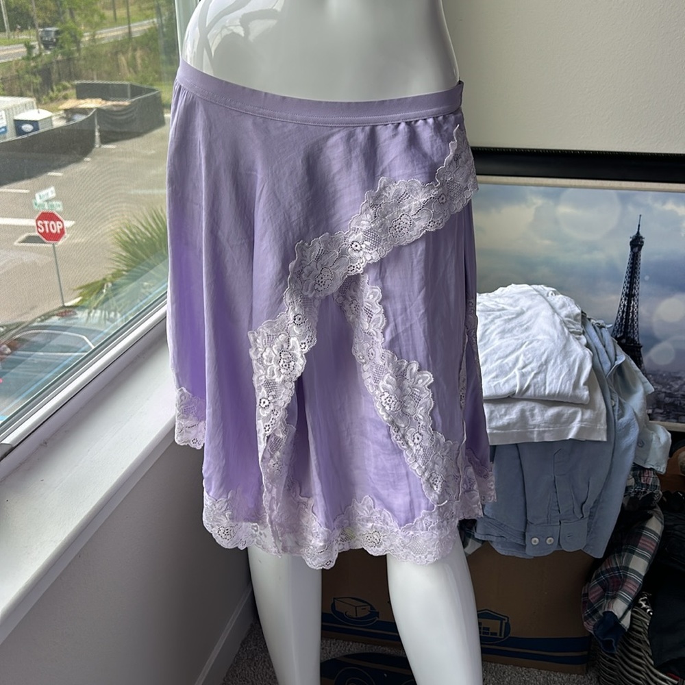Free People Neon Nights Lavender Skirt M EUC